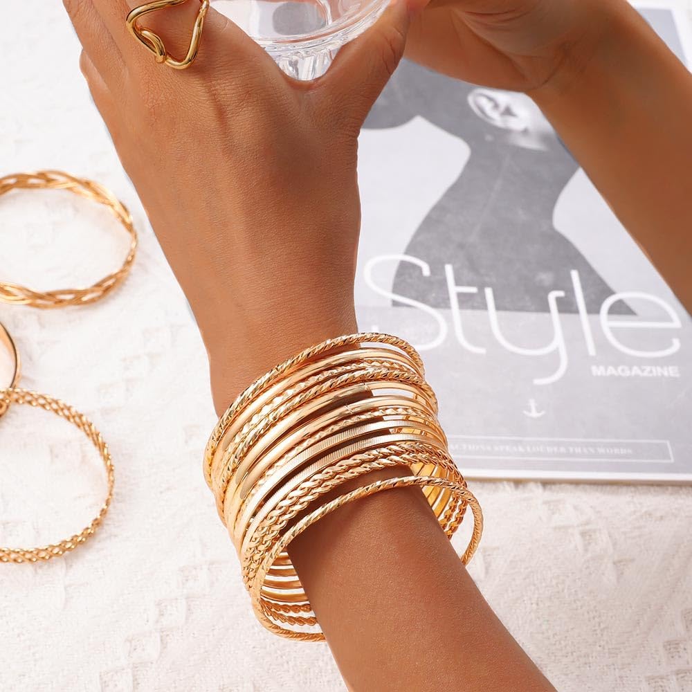 Gold Bangle Bracelets Indian Bangles Stackable Jewelry Set for Women - Image 4