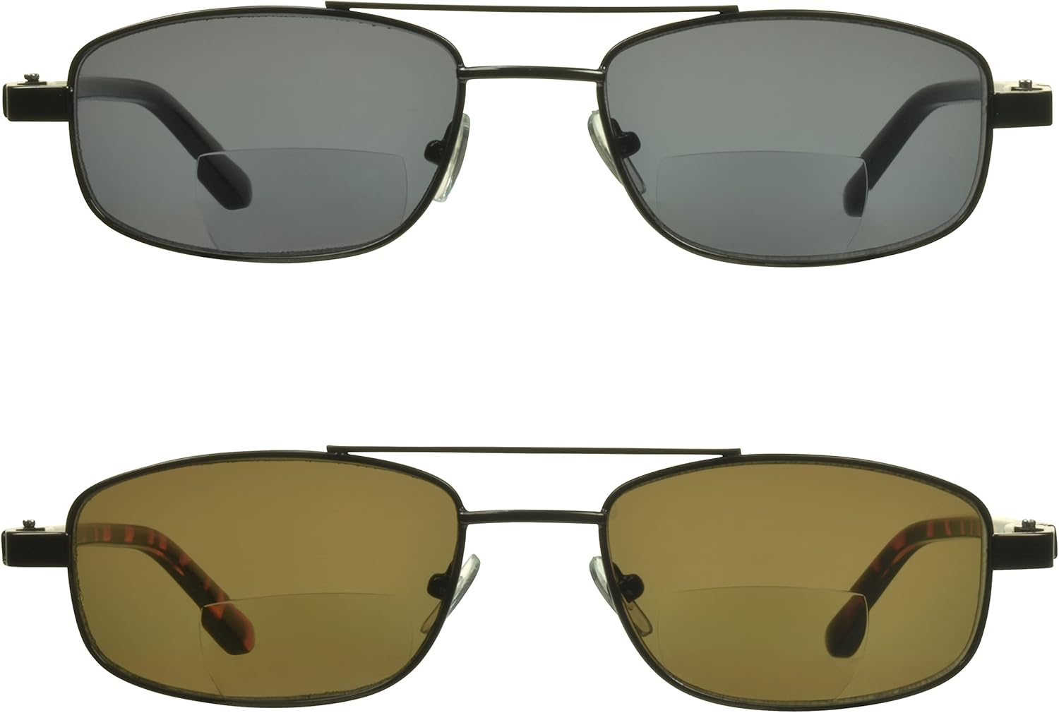 proSPORT Bifocal Reading Sunglasses Square Aviator Outdoor Readers Men Women Black Bronze Gunmetal Frame HD Brown Grey Lenses