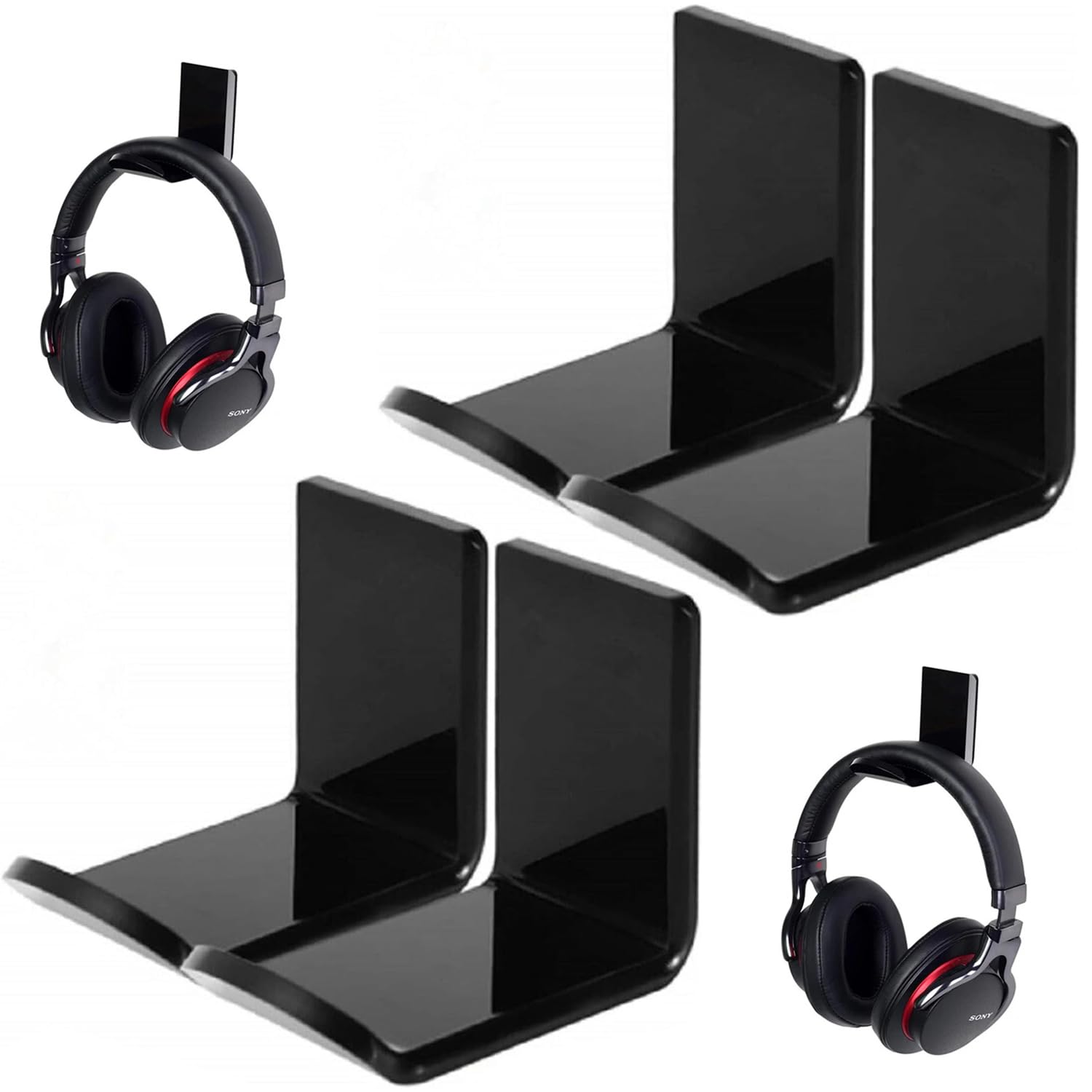 PARIKSHIT SUBLIMATION WITH DEVICE OF PS headphone stand wall mount (L-Shape - Pack of 4, Black)-image-5