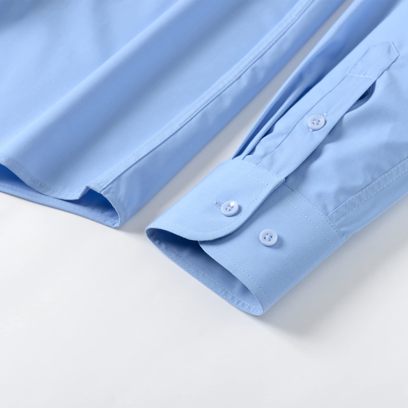 FAHIZO Camisa de vestir para hombre, casual, ajuste regular, elástica, de manga larga, con botones