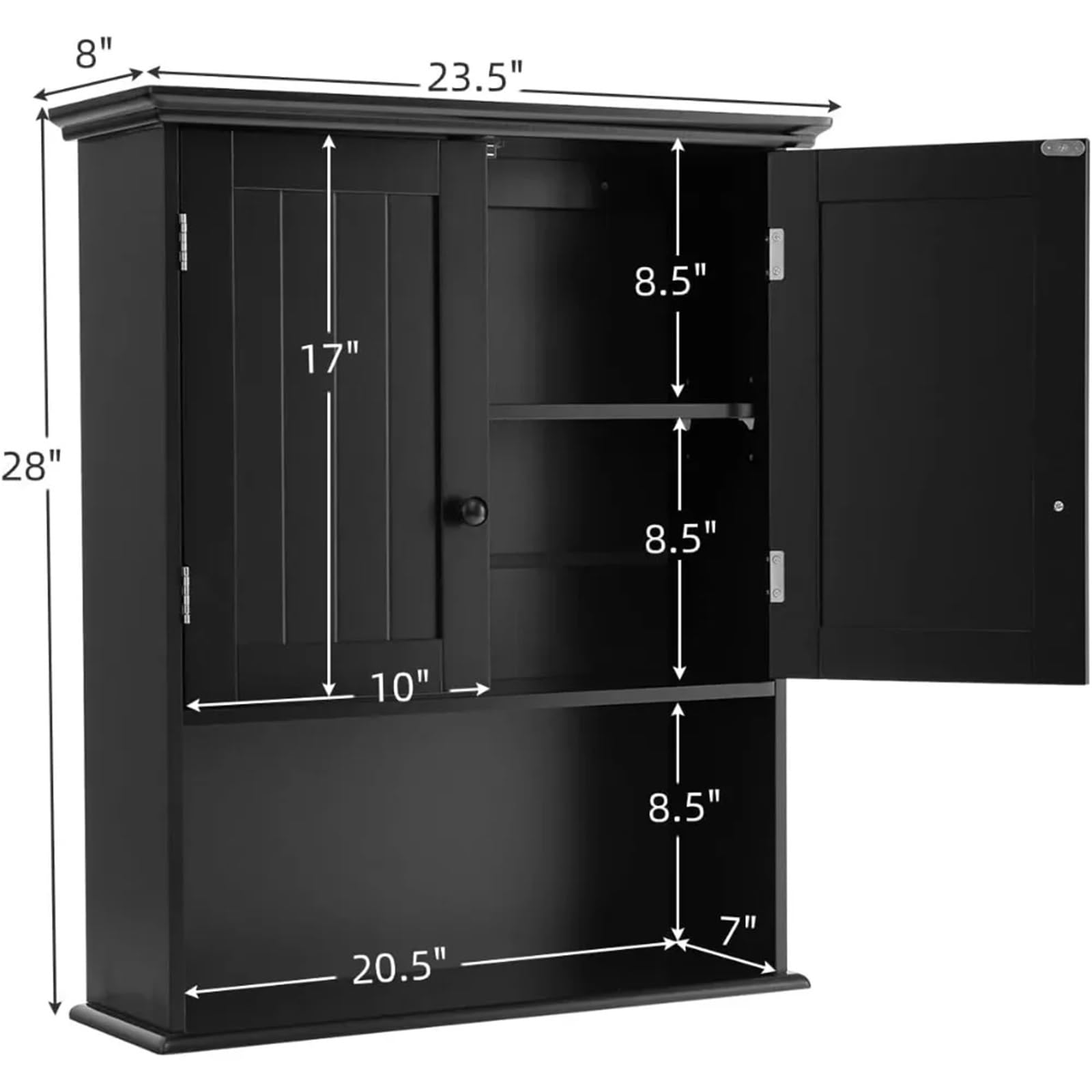 Mobiletto da Bagno a Parete - Contenitore sopra Il WC con Doppie Ante, ripiano Regolabile, Elegante Design in Legno, Soluzione salvaspazio per la casa Moderna (Color4)