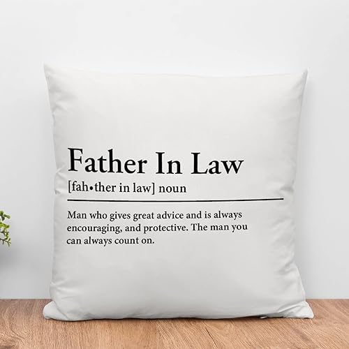 Funda de almohada con texto en inglés Padre-suegro y definición de palabras diseño de diccionario significado tipografía funda de almohada de lino