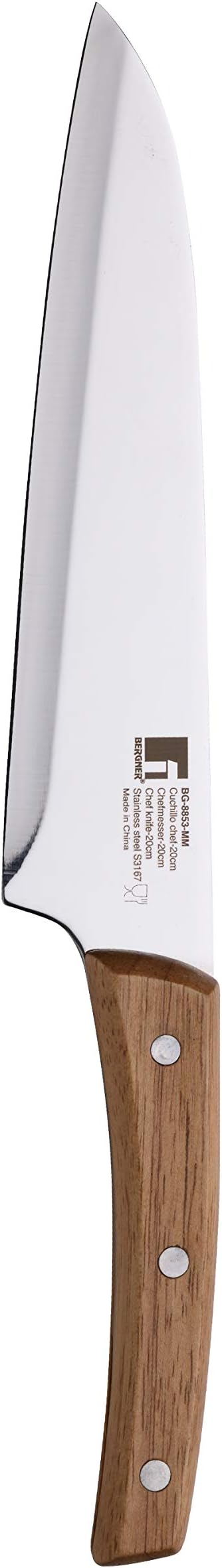 Bergner Nature Chef Knife, 20cm, Stainless Steel, Wooden Handle, BG8853mm