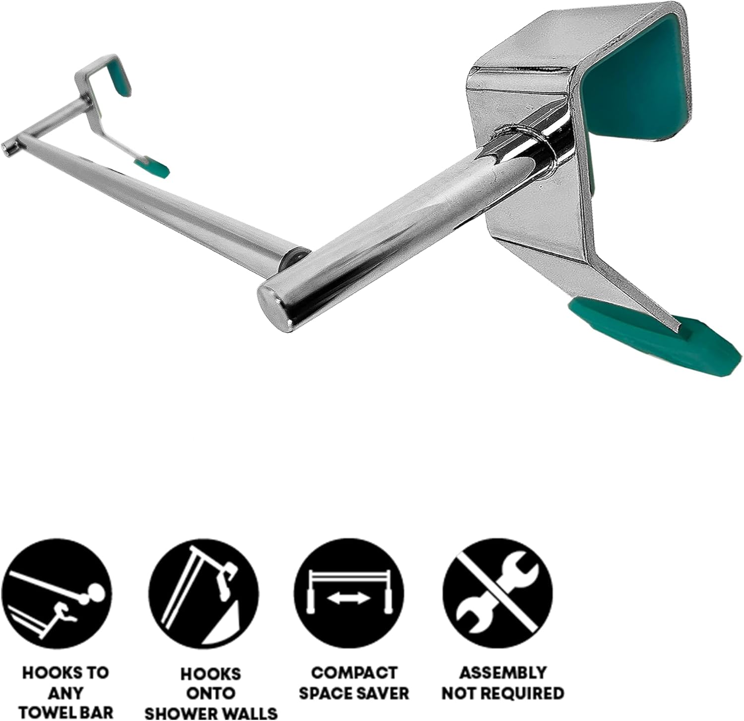 Bathroom Towel Rack Extender, The Magic Bar, Doubles Your Towel Space Fits Almost Any Towel Bar or Shower Walls, No Tools Required, Expands from 14.5 to 25.5 Inches, Chrome