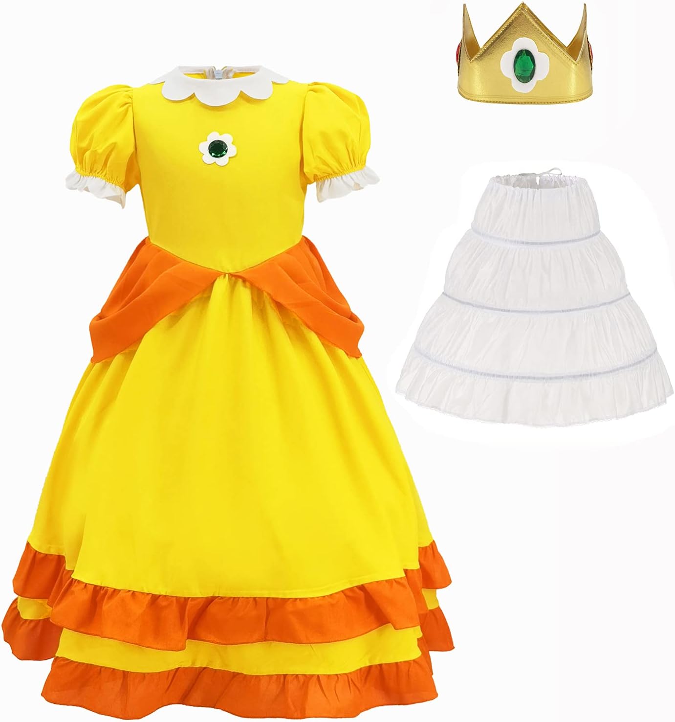 Super Brothers Princess Peach Costume With Crown For Kids Girls Halloween Party Dress Up Girls-110