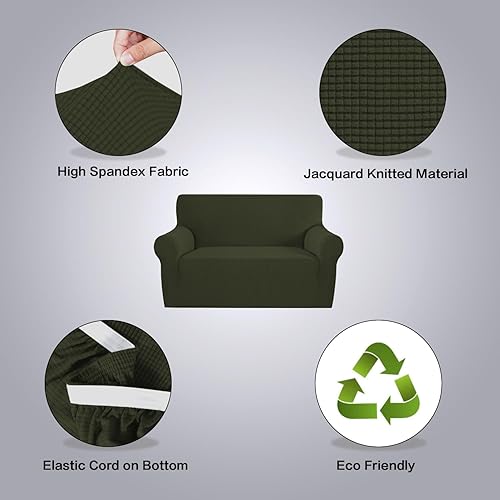 Miniatura 398 de H.VERSAILTEX Fundas elásticas para sofá de 1 pieza para sofás y sofás, funda para sofá de 3 plazas, con tela de jacquard gruesa a cuadros con parte