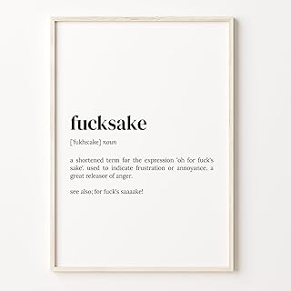 Fucksake Definition Print Dictionary Wall Art Poster with Quote for Office or Home Decor, Humorous Framed Print Gift for Boss Partner Husband or Mother