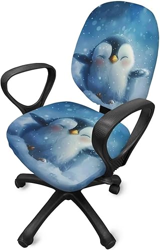 Miniatura 3 de Penguin - Funda para silla de videojuegos, bonita funda de tela para sillas de oficina y computadora con banda elástica, funda de asiento elástica
