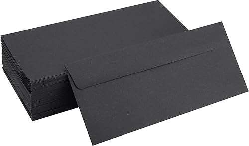 Paquete de 100 sobres de negocios #10 de 4-18 x 9-12 pulgadas, sobres de correo negros para oficina, membrete de negocios, facturas, cartas