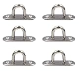 FGen 6pcs Stainless Steel Eye Plate Marine Oval Buckle Fixed Plate Seat Rope Pull Ring Oval Door Buckle