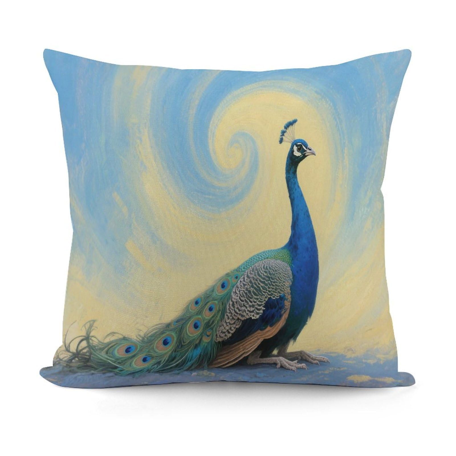 VstaDank Elegant Peacock Throw Pillow Covers Fade-Resistant Removable Pillowcase Square Cushion Case Cozy Pillow Case Breathable Pillow Protector Soft Pillow Shams 18"x18"