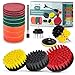 16 Piece Drill Brush Attachments Set, 5 Inch Scrub Pads & Sponge, Buddy Pro Power Scrubber Brush Kit with Extend Long Attachment All Purpose Clean for Grout, Carpet, Tile, Sink, Bathtub, Kitchen, Boat