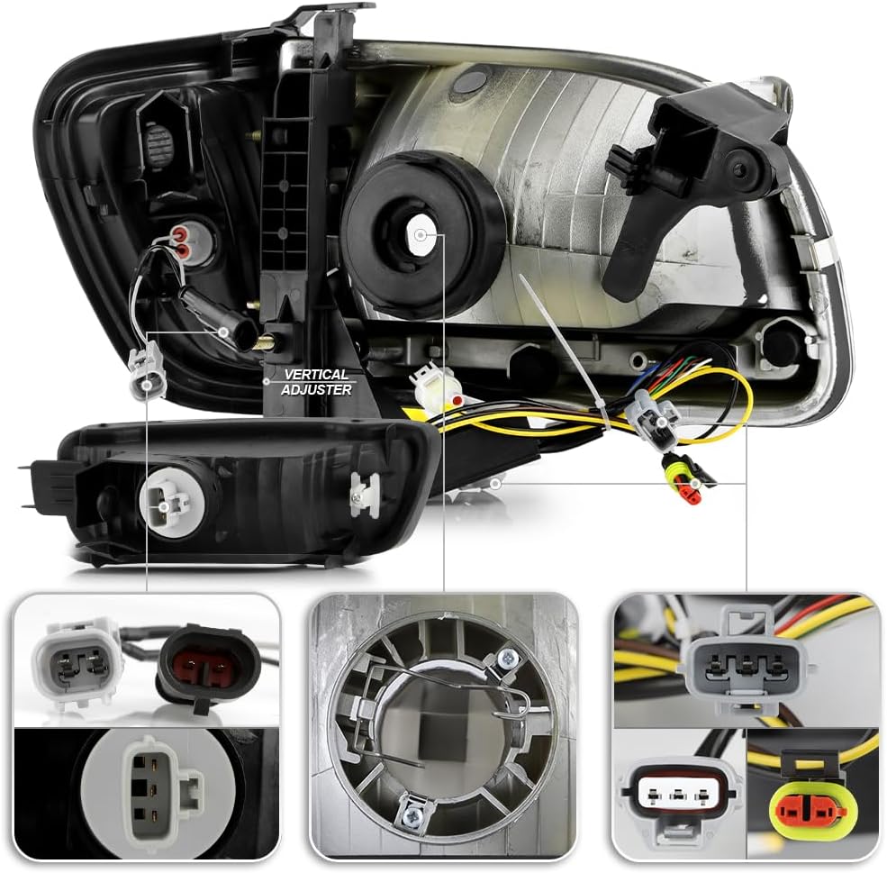 KEEKPO - For 2001-2004 Toyota Tacoma Upgrade LED Tube Sequential Signal Headlights w/Greeting Light Pair Set Left+Right