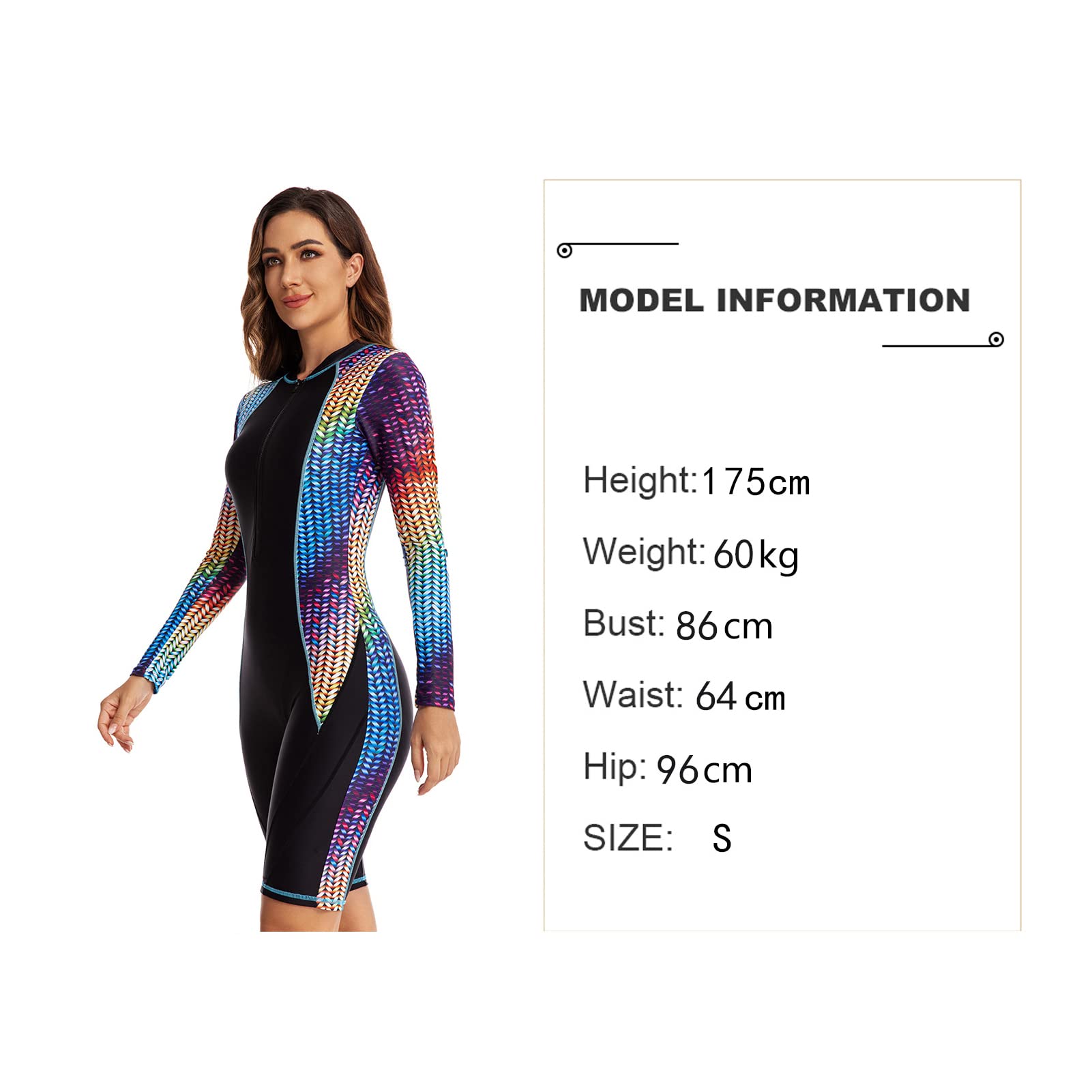 Femmes Une PièCe Manches Longues Combinaison Courte Fermeture éClair Avant Combinaisons de PlongéE Maillot de Bain Une PièCe pour La PlongéE PlongéE en ApnéE Natation Surf,Noir,L
