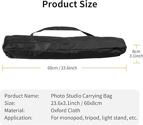 Miniatura 4 de Meking Bolsa de transporte de 23.6 pulgadas con correa para trípode de soporte de luz, monopié fotográfico, estudio fotográfico
