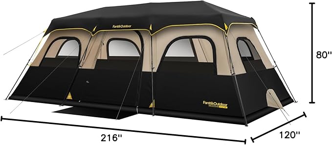 FanttikOutdoor Carpa Instantánea para 12 Personas 120x216x80in Khaki miniatura 10