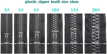 Super Large Big Plastic Zipper Size 20# Heavy Duty Zippers 10 in Long with Big Slider and Puller for DIY Sewing (Black -2pcs)