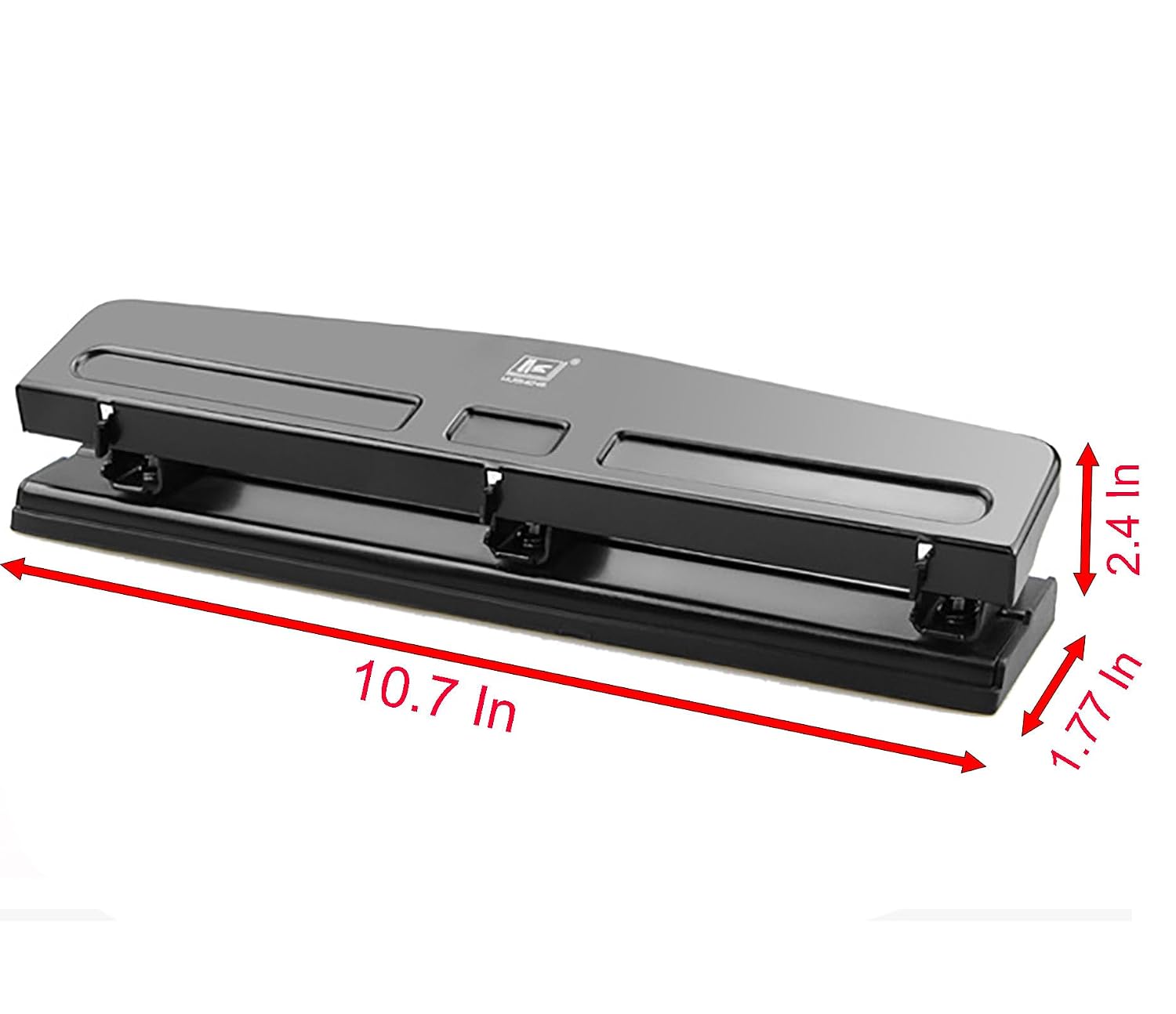 3 Hole Paper Puncher, 10.7 Inch Length, 1/4 Inch Diameter of Circle, 4.25 Inch of Hole Spacing Paper and Leather Hole Punch for Office and Home Supplies (Black)