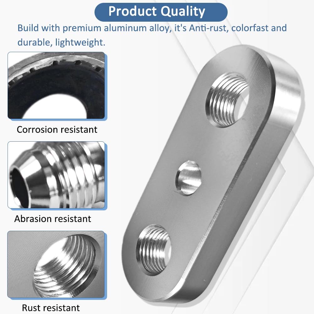 Transmission Cooler Line Adapter Plate with Gasket & 6AN Fittings, Replacement for 6L80E 6L90E 8L90E, Compatible with Factory Oil Seal Line Connector and Custom Braided Hose Kits 551121-6AN