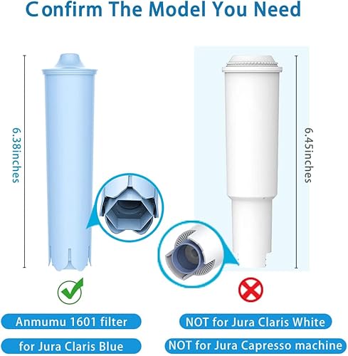 Vista 6 de Anmumu Filtro de agua de repuesto para máquina de café Jura Blue 67007, 71311, 71312, Jura Espresso Impressa F8, F7 con eliminación de plomo