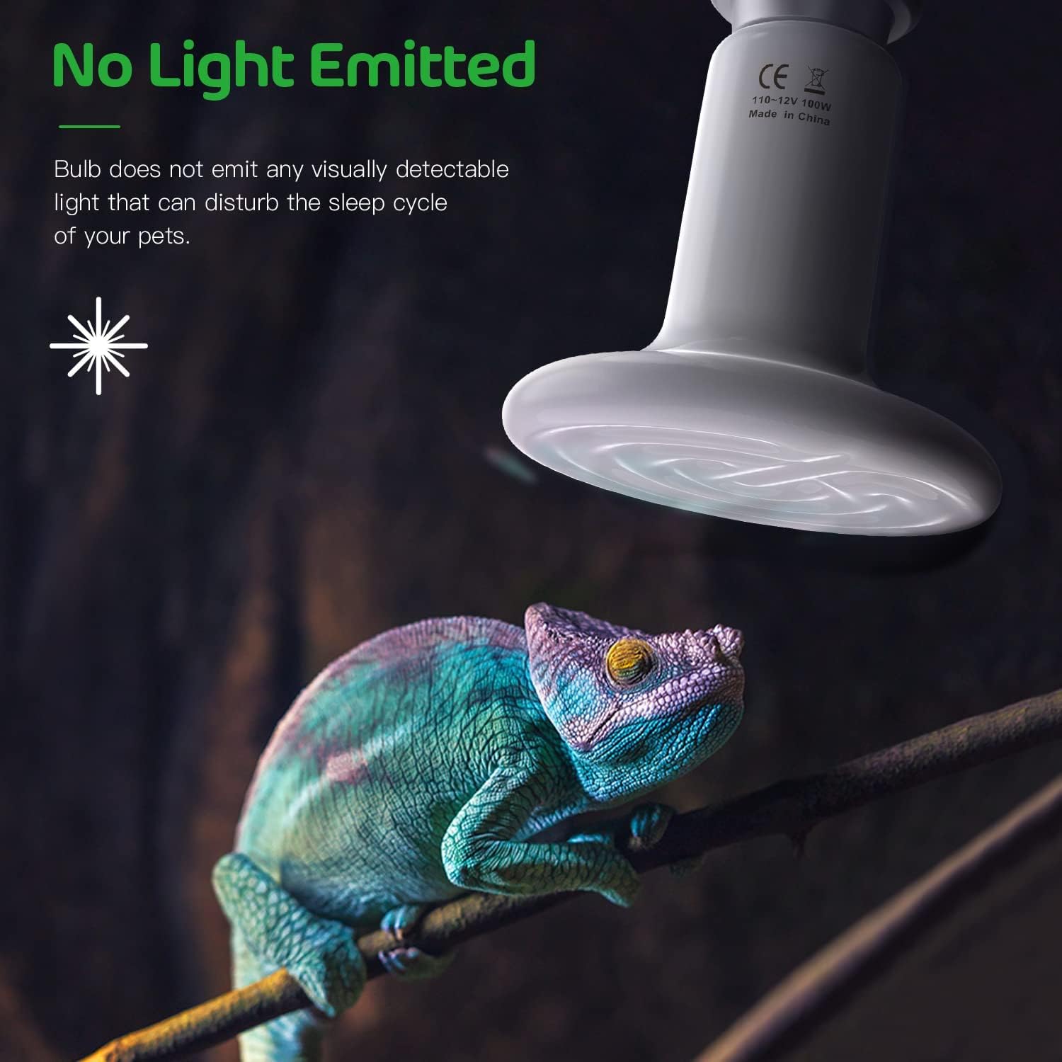Simple Deluxe Ceramic Heat Emitter 100W 4-Pack Reptile Heat Lamp Bulb No Light Emitting Brooder Coop Heater for Amphibian Pet Snake Turtle & Incubating Chicken, No Harm, Color White