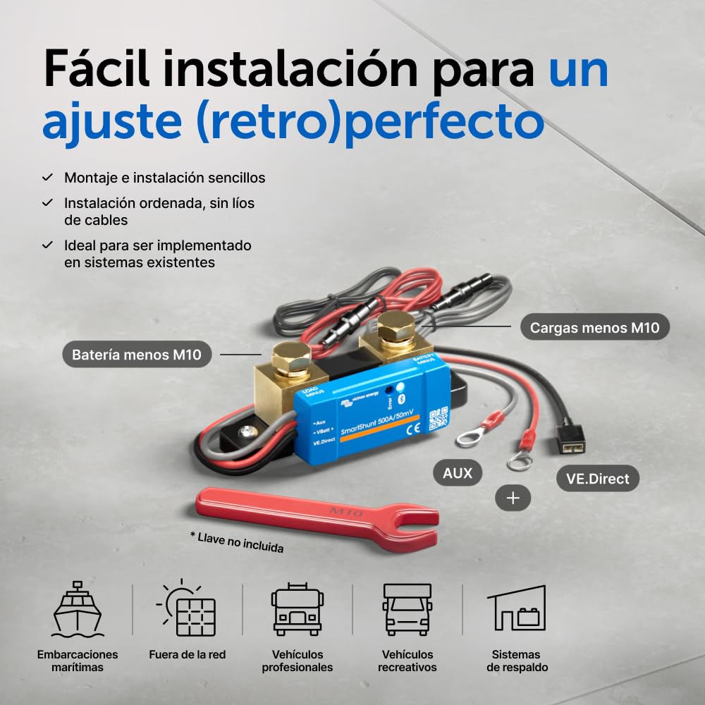 Victron Energy SmartShunt IP65 Monitor de Batería de 500 amperios (Bluetooth)