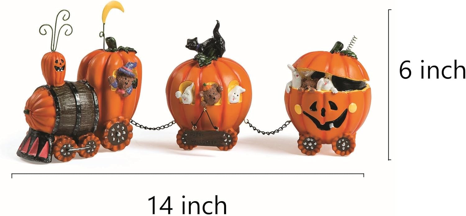 Pumpkin Express Train for Halloween Decorations - Fall Home Decor Table Top Figurines