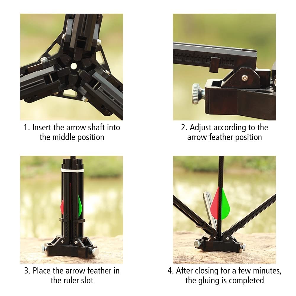 DONGKER Freccia Fletching Jig, dispositivo regolabile in ABS, per tiro con l'arco fai da te, strumento per attaccare molle a freccia da 3,6 a 10 mm