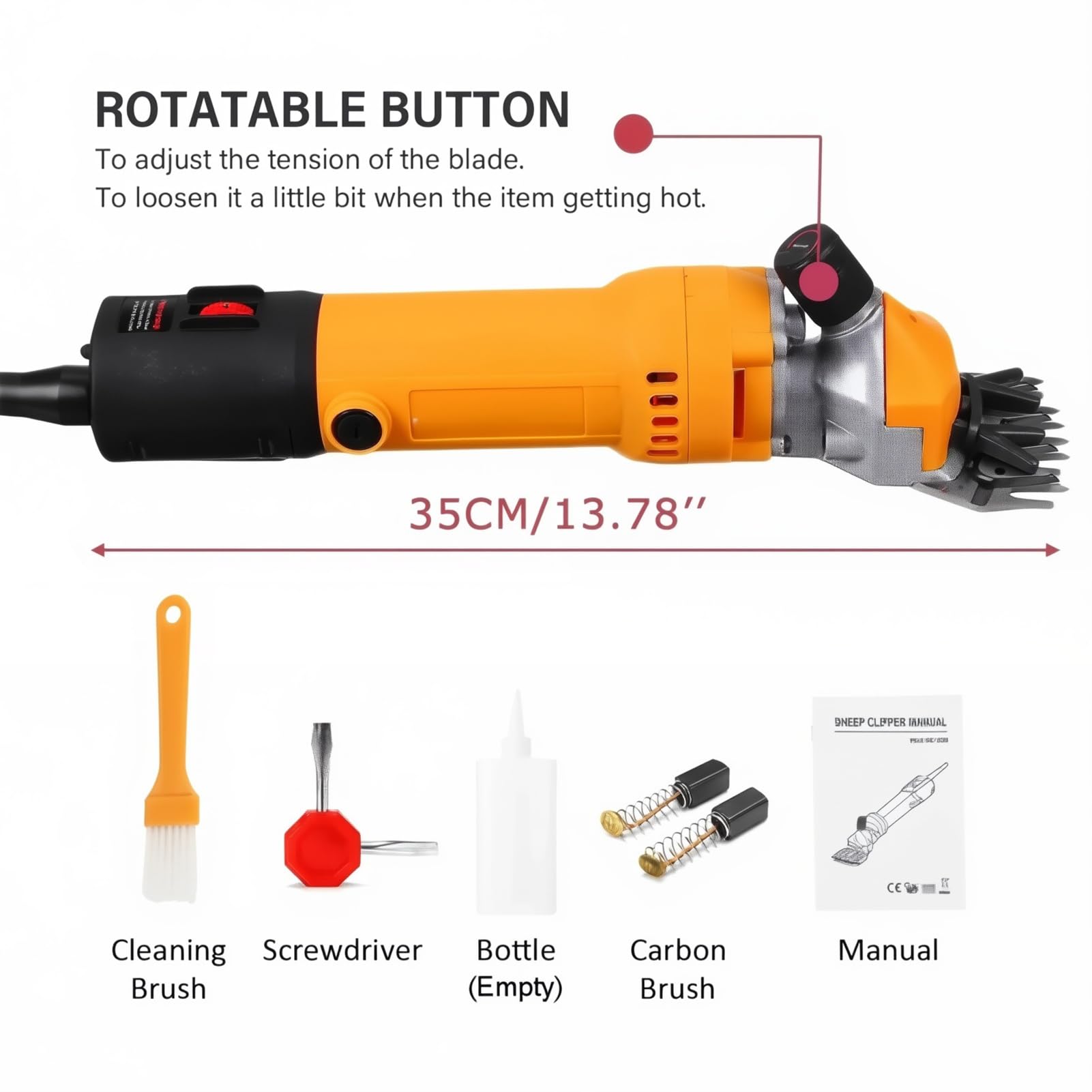 Esquiladora Eléctrica para Ovejas 850W, Cortadora con Ajuste de 6 Velocidades & Cuchilla Profesional de 13 Dientes, Cuchilla de Acero Inoxidable Tijeras Eléctricas para Lana para Cabras Black 9-Teeth