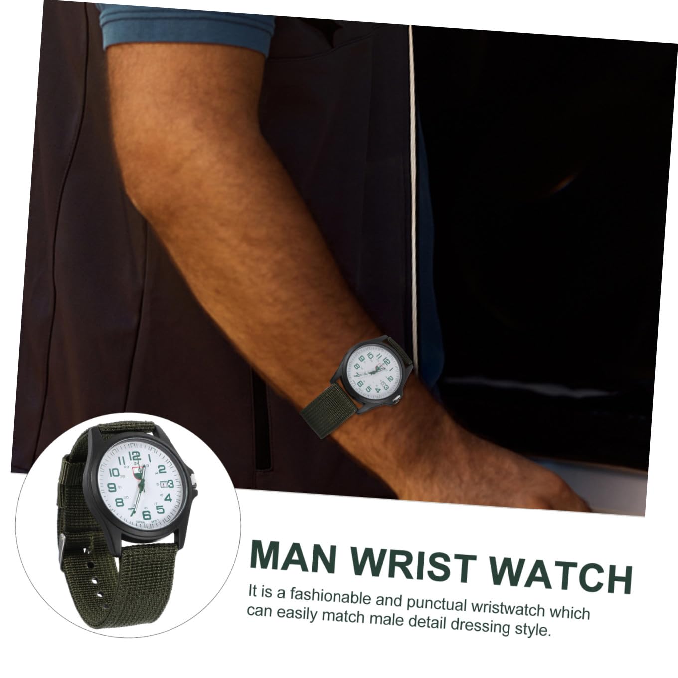 ibasenice Orologio da Polso da Uomo al Quarzo Calendario, Cinturino in Nylon Intrecciato, Design Tattico Sportivo per Quotidiano e Attività all'Aperto