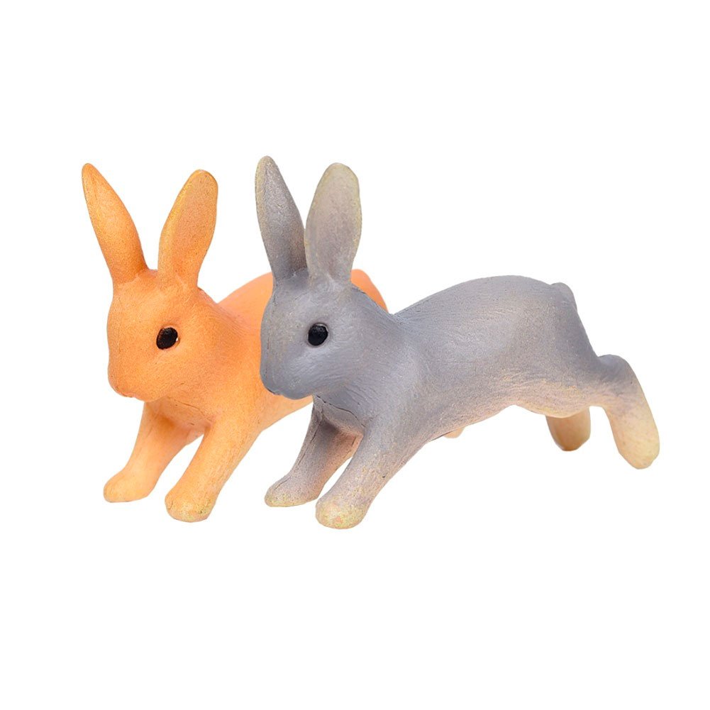 funie 2Pcs Rabbit Ornament Miniature Figurine Fairy Garden Terrarium Landscape Decor - Running