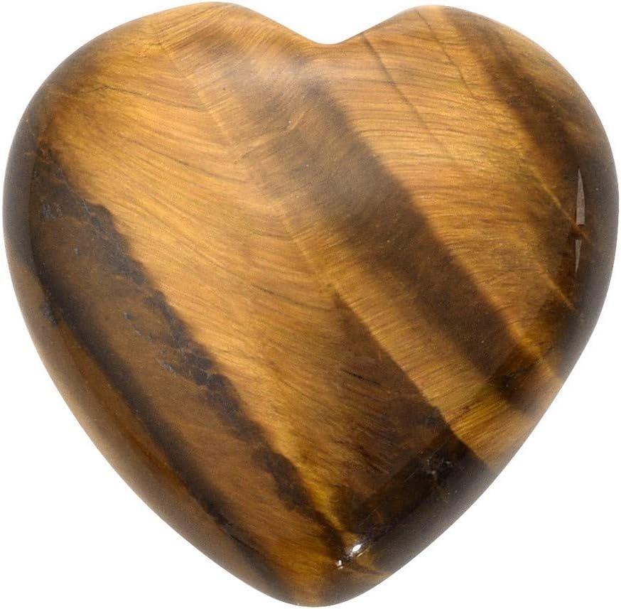 Jovivi Tiger Eye Crystal Heart Natural Gemstone Carved Polished Heart Shape Love Healing Stone Pocket Palm Stone Rock Collection Chakra Reiki Balancing, 1" Min Size