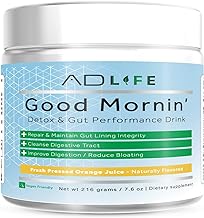 Project AD Life Good Morning Detox and Performance Drink, Naturally Flavored and Formulated with L-GLutamine, Apple Cider Vinegar, and Aloe Vera (24 Servings, Fresh Pressed Orange Juice)