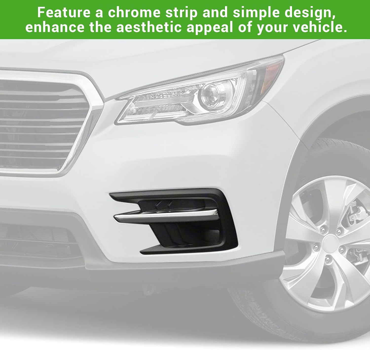 AMAKO Fog Lamp Bezel Cover Compatible with Subaru Ascent 2019 to 2022 - Fog Light Bezel Chrome Trim with Mounting Clips (Left: 57731XC03A)