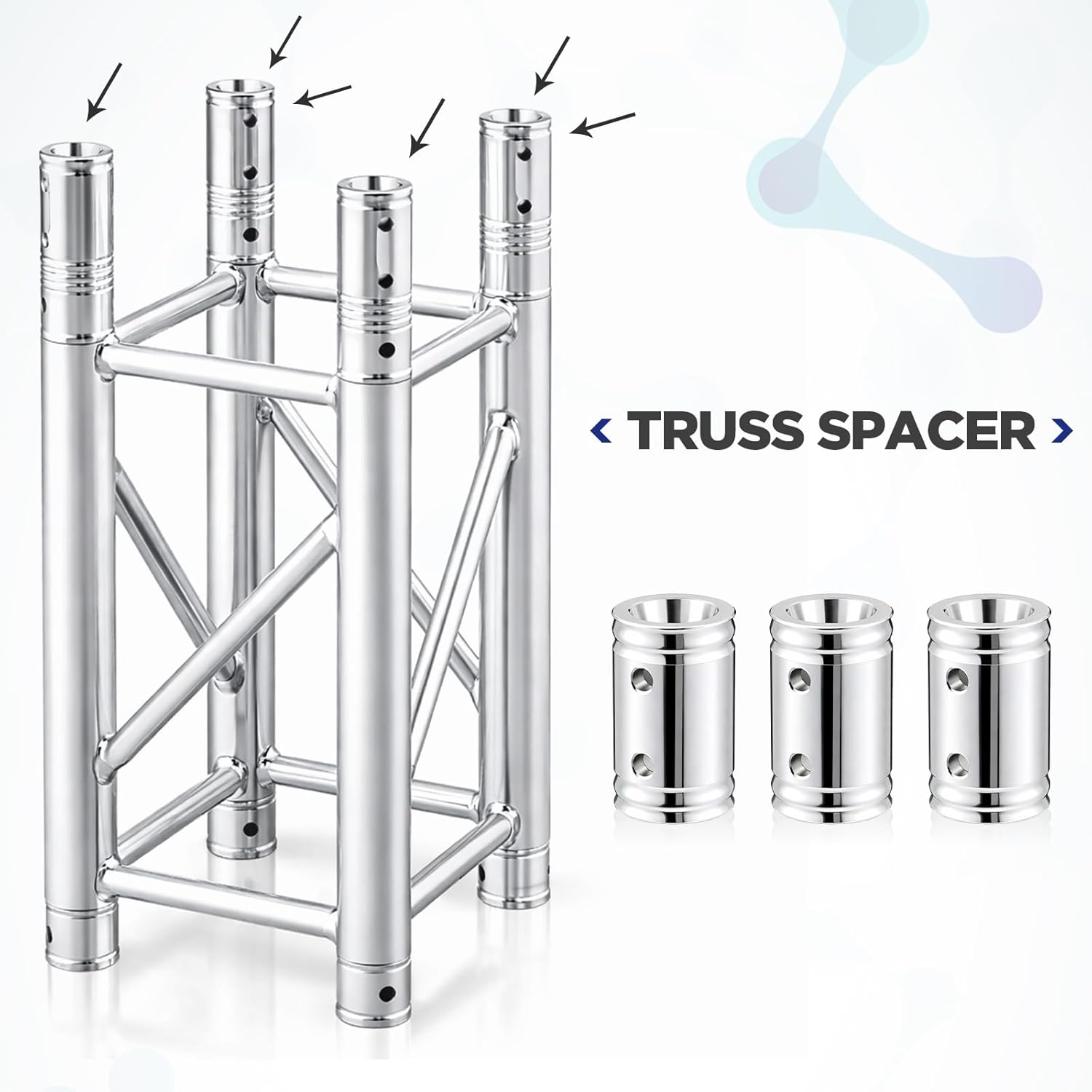 Tandefio 4 Pcs 82mm Truss Spacer for F33/f34 Style Truss Spigot Single Tube for Stage Lighting Stands, Exhibition Stands (excluding Spigot, Pins & R Clips)