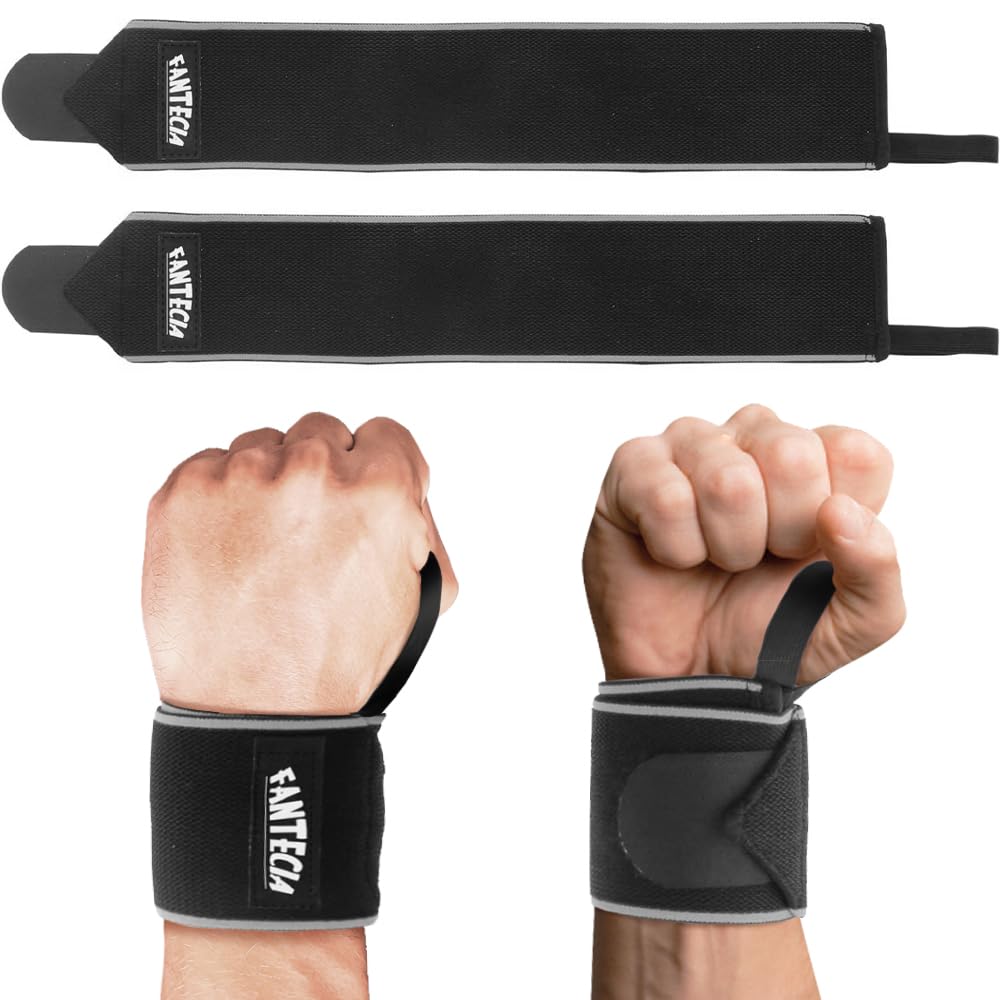 Fantecia Wrist Wraps for Fitness Strength Training, Professional Grade with Thumb Loops, Wrist Support Braces for Men & Women, Use for Weight Lifting, Bodybuilding, Powerlifting