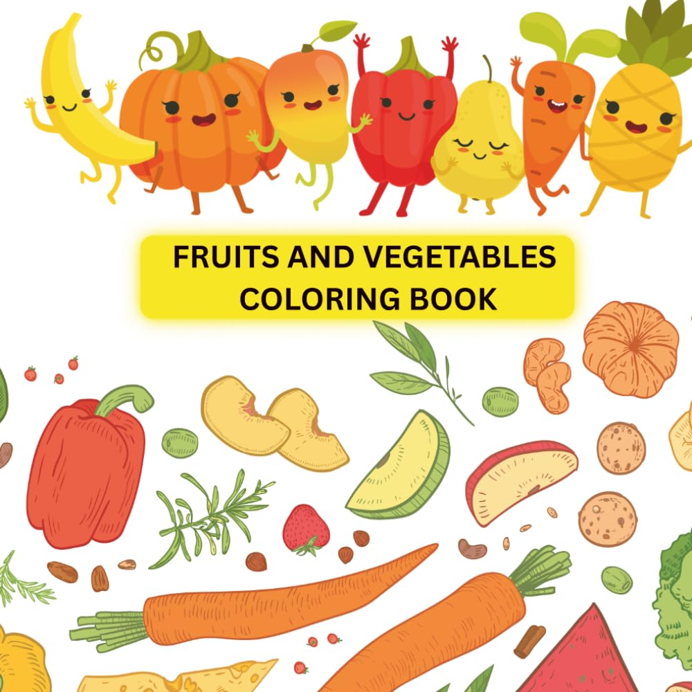 Fruits and Vegetables Coloring Book