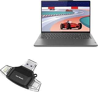 BoxWave Smart Gadget Compatible with Lenovo Yoga Pro 9i (16 in - 83BY) - AllReader SD Card Reader, microSD Card Reader SD Compact USB - Jet Black