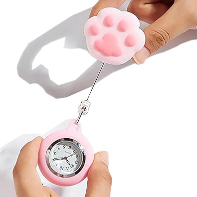 Cute Cat Claw Nurse Watch With Stretch Silicone Hook and Glowing Pointer - Suitable for Medical Workers