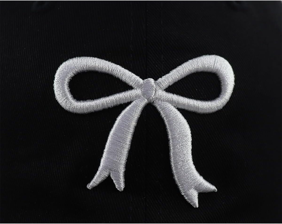 Cute Bow Hats for Women, Adjustable 3D Embroidered Bow-Tie Baseball Cap - Image 3