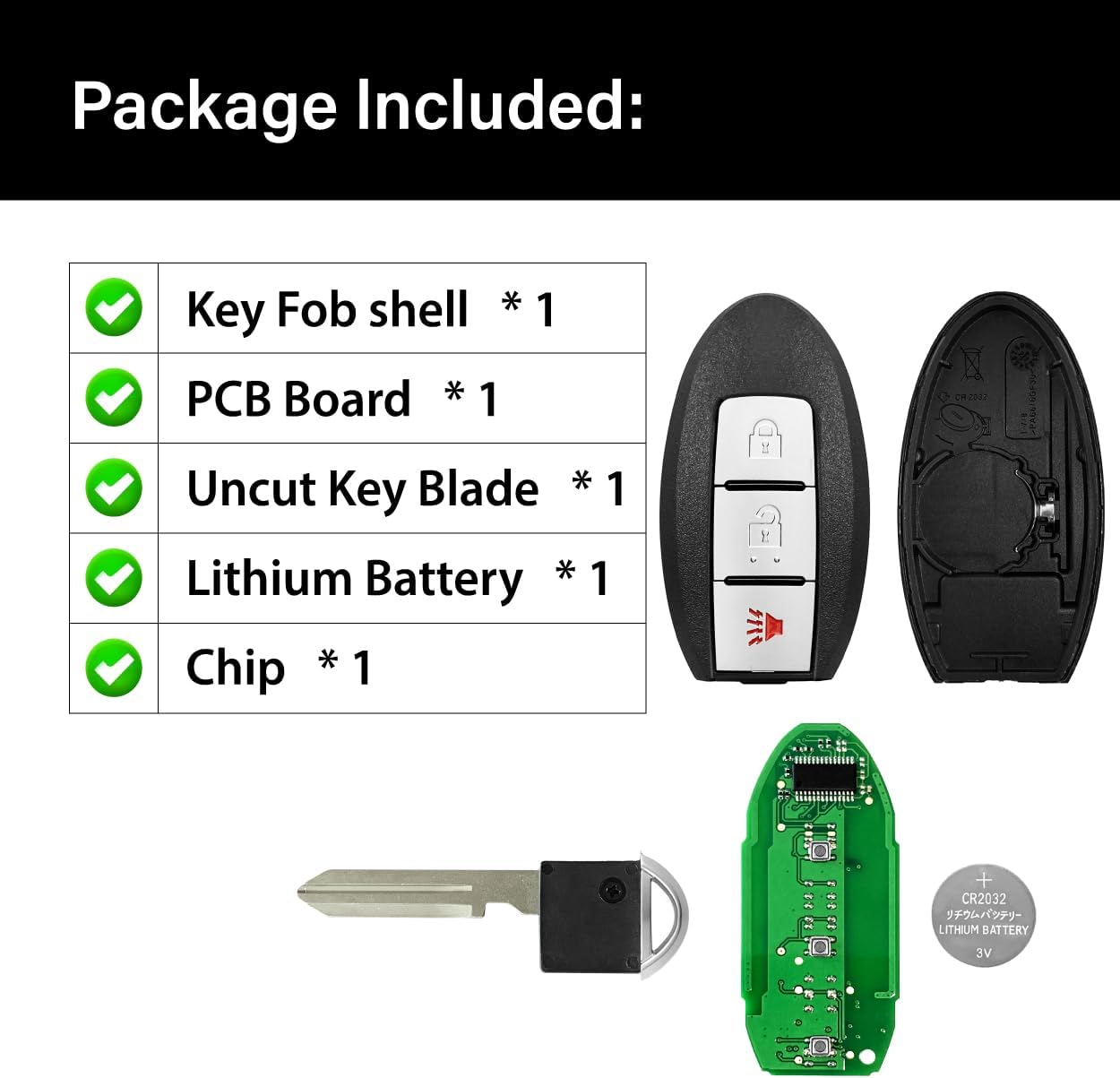 Replacement for 2014 2015 2016 2017 2018 Nissan Rogue Key Fob Remote Control KR5S180144106 3 Buttons 433MHz - Image 6