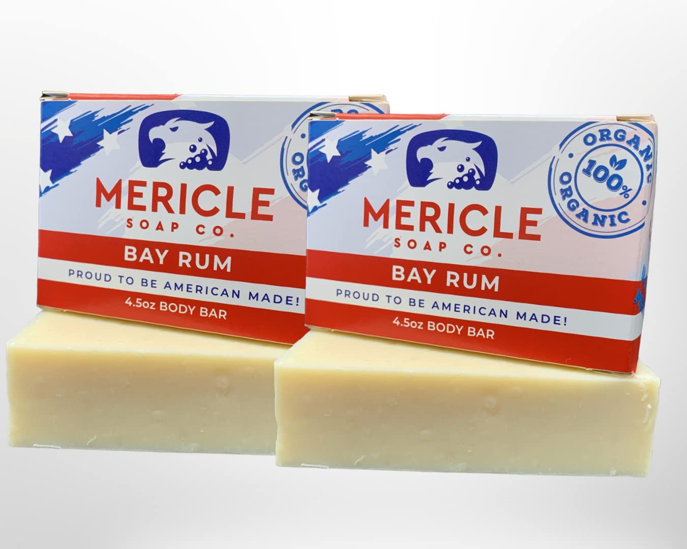 Bay Rum Organic 4.5oz Body Bar | Traditional Cold Process Technology | 100% Natural Ingredients | No Chemicals or Preservatives | Made in the USA- Pack of 2