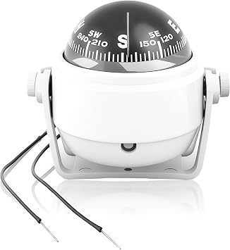 Boat Compass with Magnetic Declination Adjustment, Pivoting Marine Compass, Multifunction Digital Navigation Dashboard LED Illumination & Backlight for Marine Boat Truck Car