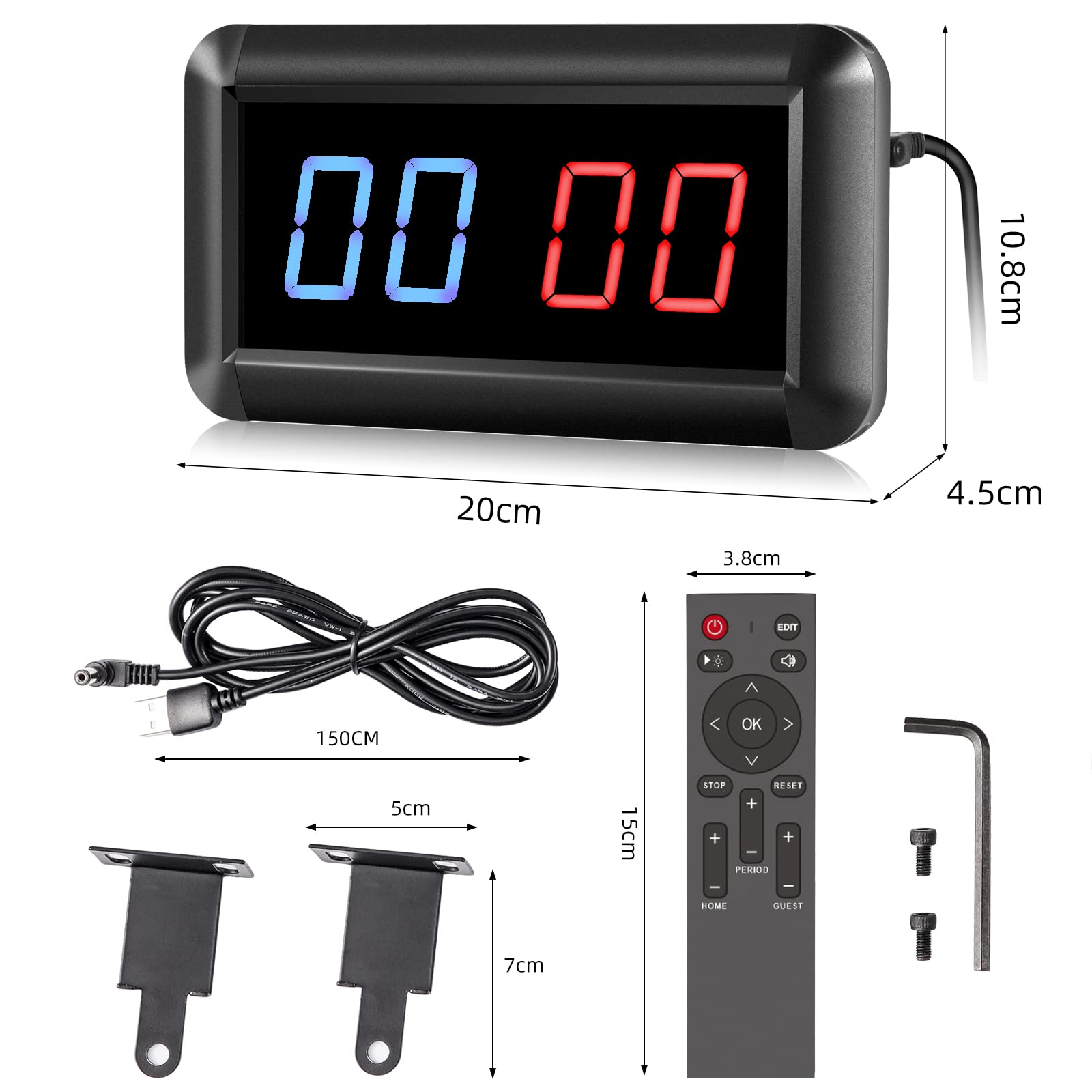 PELLOR Tableau de Scores Electronique avec Télécommande LED Scoreboard Numérique Portable pour Basketball Baseball Sport