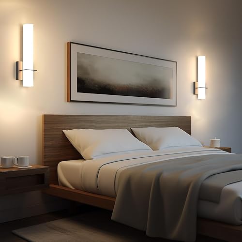 Miniatura 9 de Aoceley Apliques de pared LED modernos de 15.7 pulgadas, lámparas de pared para tocador de baño de 18W 3000K 1200 lúmenes con pantalla de acrílico