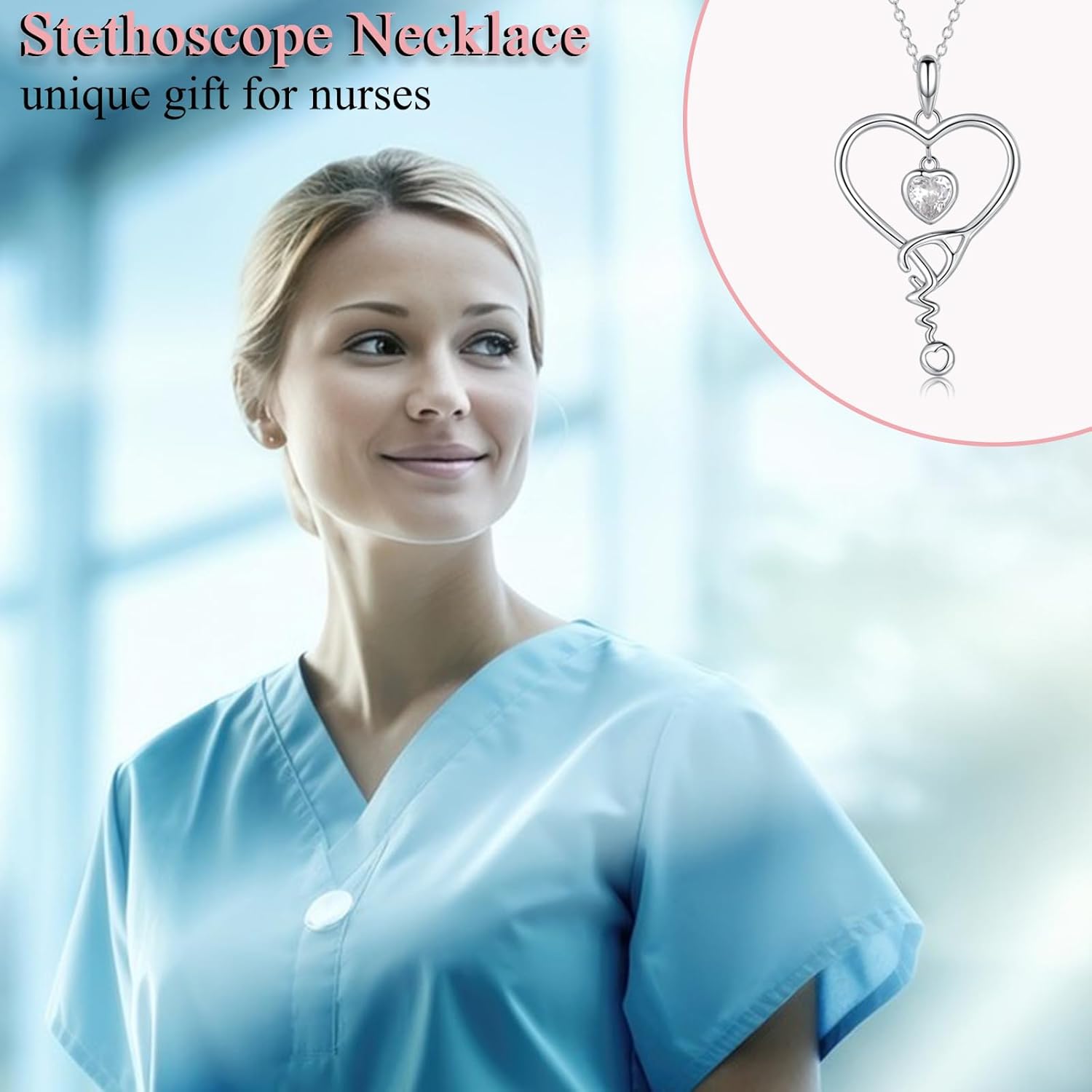 Nurse Doctor Gifts for Women, Stethoscope Necklace Gifts for Nurses Preceptor Practitioner Nursing Student Medical Assistant Doctors - Image 2