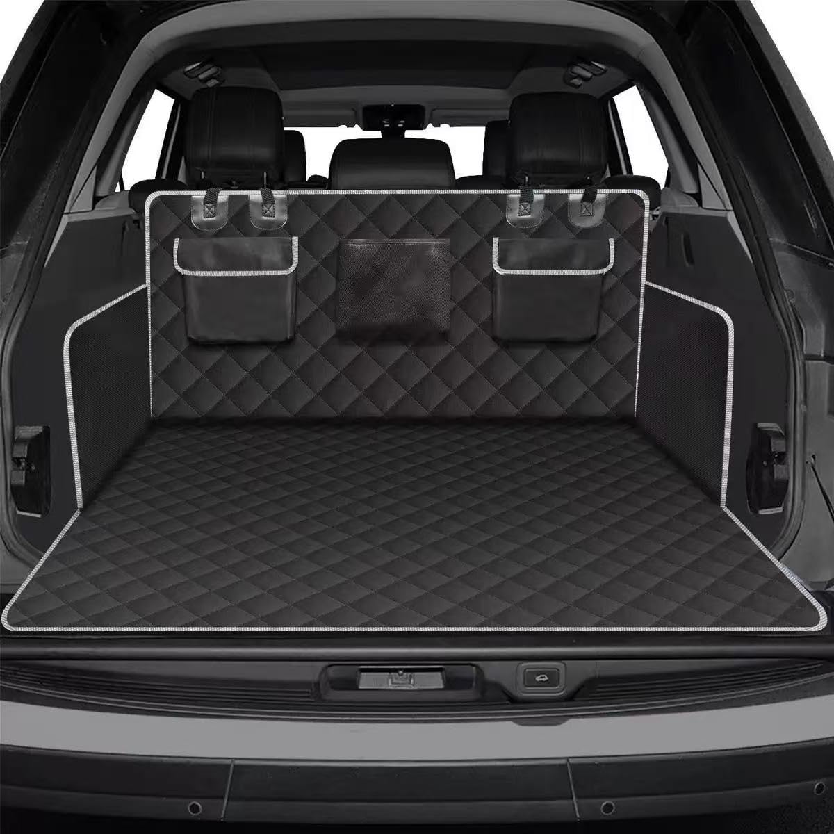 1 Pack Dog Cargo Liner for Genesis G90/EQ900 2016-2018 600D Oxford Waterproof Trunk Mat Pet Liner with Pockets Heavy Duty Nonslip Cargo Protector
