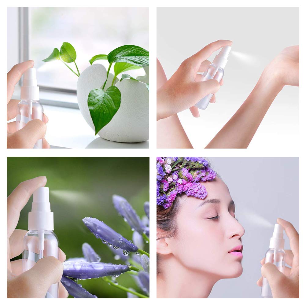 Plastic Clear Spray Bottles 3.4oz, Refillable Fine Mist Sprayer Bottles 100ml Makeup Cosmetic Atomizers Empty Small Spray Bottle Container for Essential Oils, Travel, Perfumes-U9-PPV01-100ML-12PCSG