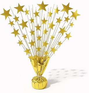 PMU Bursting Star Centerpiece- Gold Balloon Weights, table Centerpiece for Graduation, Birthdays, Halloween, Veterans, Party & Independence Day Celebration-15in / 7.34cm
