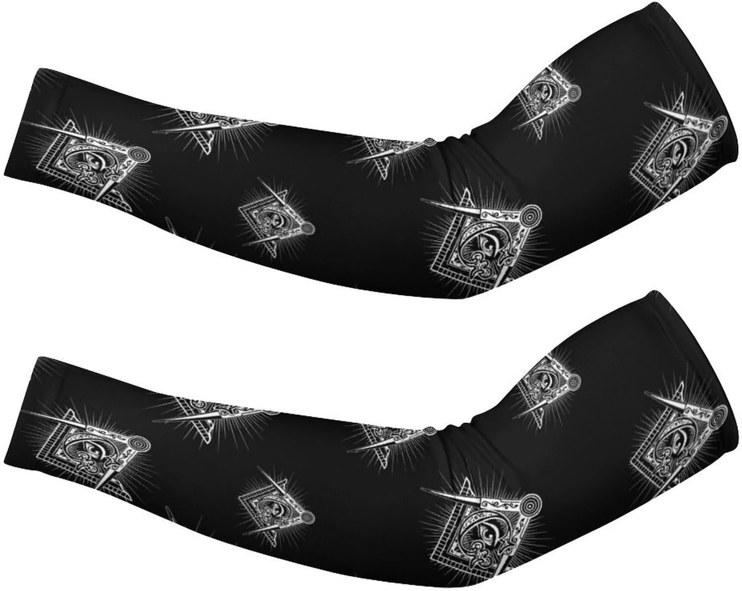 Masonic Freemason Square Compass Ice Silk Arm Sleeves Cooling Sun Protection Arm Sleeve for Men Women